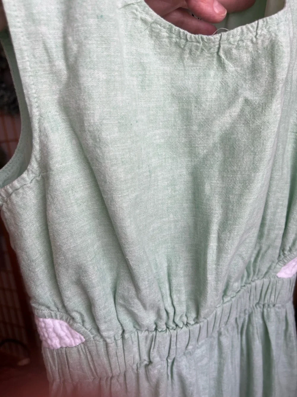 GAP Kids Linen Blend Jumpsuit Girls M 8-9 Mint Green Wide Leg summer Romper